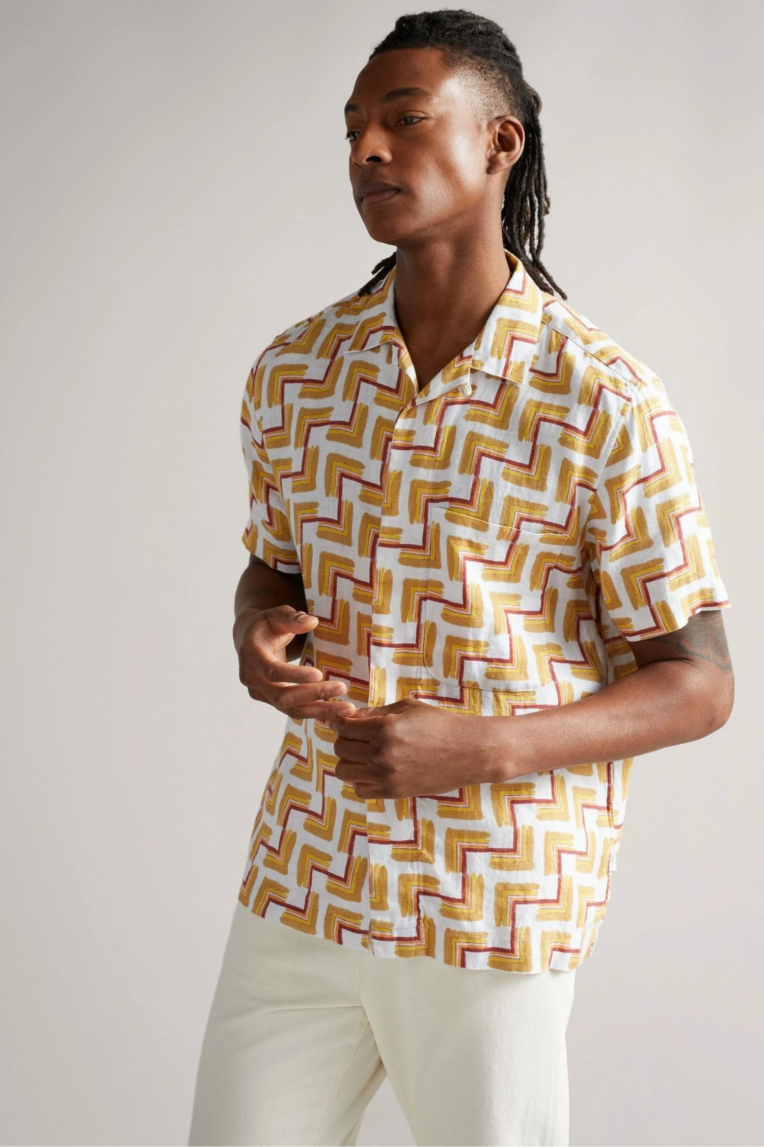 Ted Baker Orange Brecon Short Sleeve Retro Geo Print Shirt 3 Ted Baker Orange Brecon Short Sleeve Retro Geo Print Shirt