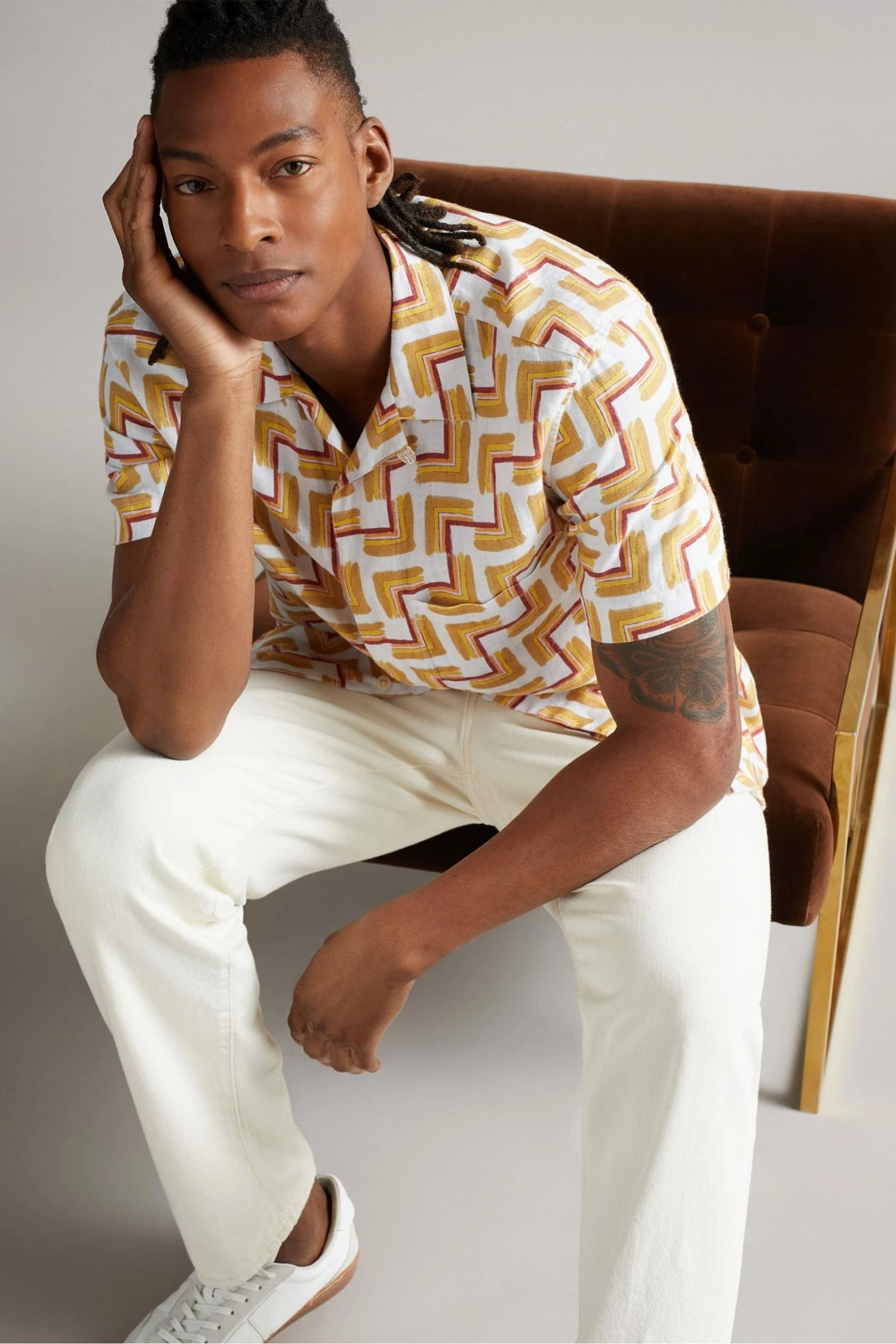 Ted Baker Orange Brecon Short Sleeve Retro Geo Print Shirt 4 Ted Baker Orange Brecon Short Sleeve Retro Geo Print Shirt - Image 2