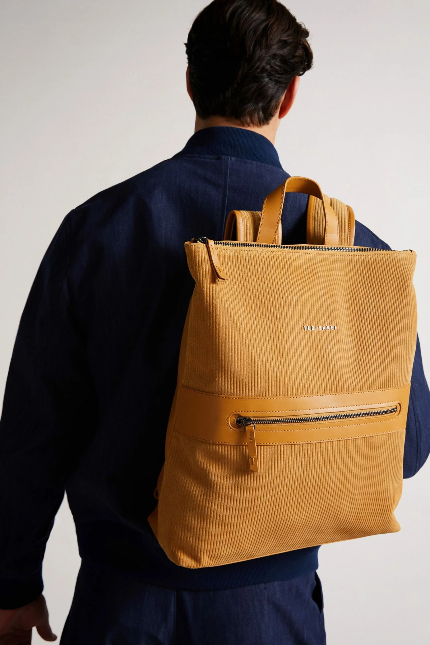 Ted Baker Tonne Mustard Corduroy Suede Backpack 4 Ted Baker Tonne Mustard Corduroy Suede Backpack - Image 2