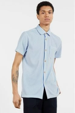 Ted Baker Blue Ramenn Vertical Stripe Jersey Shirt -TED BAKER Sales Store unnamed file 1690