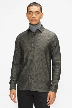 Ted Baker Black Clasrom Ls Abstract Stripe Shirt