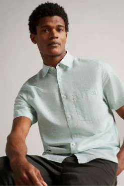 Ted Baker Addle Light Blue Short Sleeve Linen Shirt -TED BAKER Sales Store unnamed file 1700