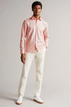 Ted Baker Remark Coral Pink Long Sleeve Linen Shirt -TED BAKER Sales Store unnamed file 1710