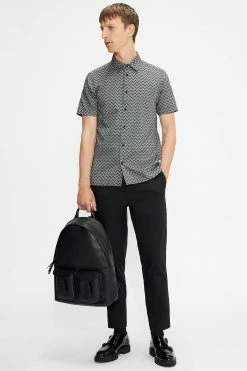 Ted Baker Black Monochrome Bordup Short Sleeve Contemporary Zigzag Shirt -TED BAKER Sales Store unnamed file 1725