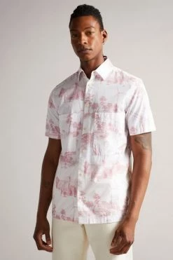 Ted Baker Nortonn Pink Short Sleeve Printed Shirt -TED BAKER Sales Store unnamed file 1734
