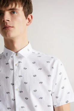 Ted Baker Mens White Deacon Short Sleeve Car Print Shirt -TED BAKER Sales Store unnamed file 1762
