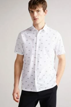 Ted Baker Mens White Deacon Short Sleeve Car Print Shirt -TED BAKER Sales Store unnamed file 1764