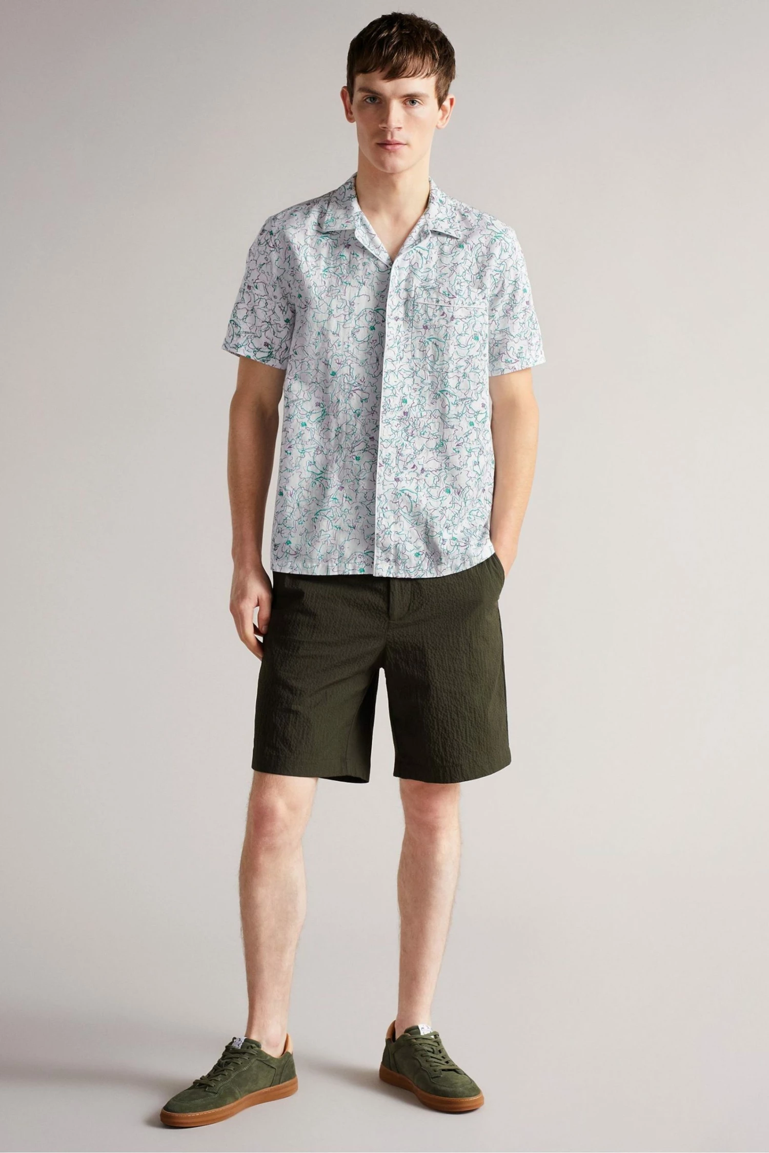 Ted Baker Bartlet White Short Sleeve Revere Printed Shirt 5 Ted Baker Bartlet White Short Sleeve Revere Printed Shirt - Image 3