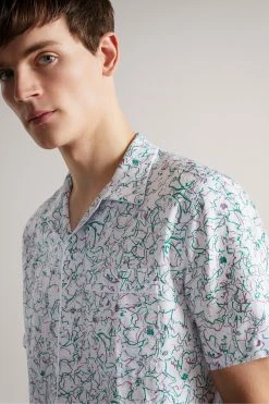 Ted Baker Bartlet White Short Sleeve Revere Printed Shirt 13 Ted Baker Bartlet White Short Sleeve Revere Printed Shirt -TED BAKER Sales Store unnamed file 1768