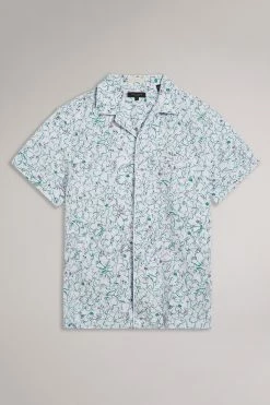 Ted Baker Bartlet White Short Sleeve Revere Printed Shirt 14 Ted Baker Bartlet White Short Sleeve Revere Printed Shirt -TED BAKER Sales Store unnamed file 1769