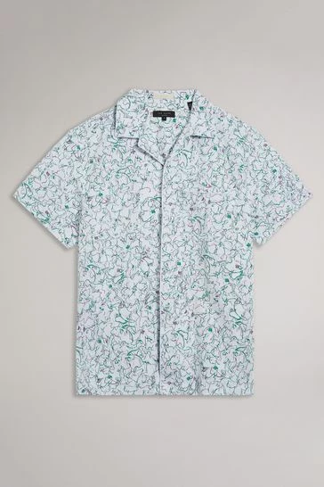 Ted Baker Bartlet White Short Sleeve Revere Printed Shirt 10 Ted Baker Bartlet White Short Sleeve Revere Printed Shirt - Image 8