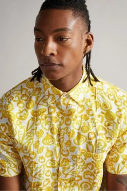 Ted Baker Argo Yellow Short Sleeve Vegetable Print Shirt -TED BAKER Sales Store unnamed file 1784