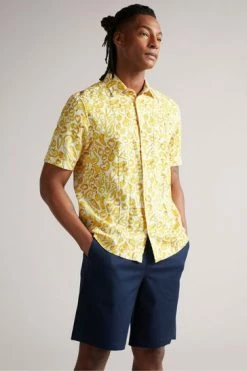 Ted Baker Argo Yellow Short Sleeve Vegetable Print Shirt -TED BAKER Sales Store unnamed file 1786