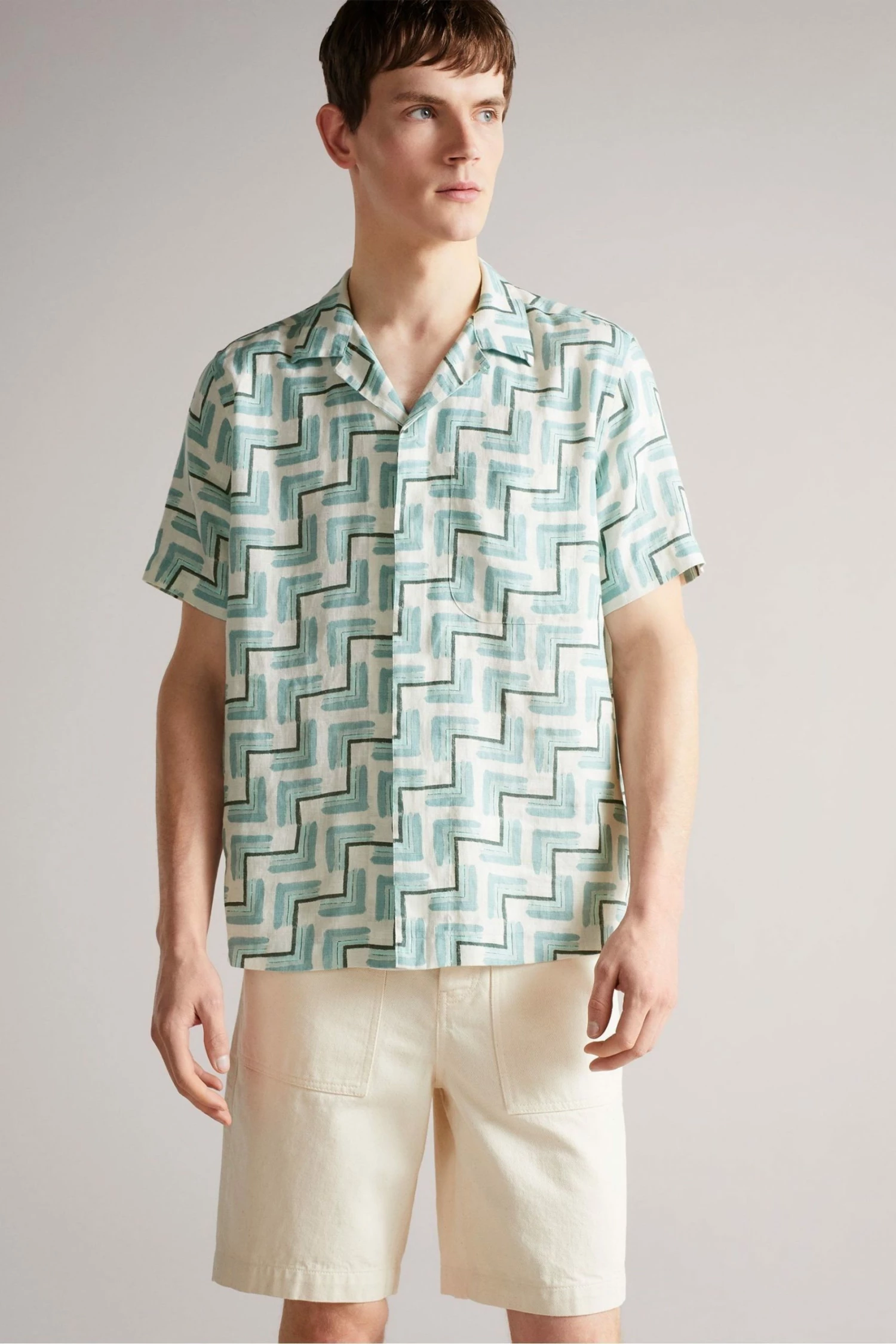 Ted Baker Blue Brecon Short Sleeve Retro Geo Print Shirt 3 Ted Baker Blue Brecon Short Sleeve Retro Geo Print Shirt