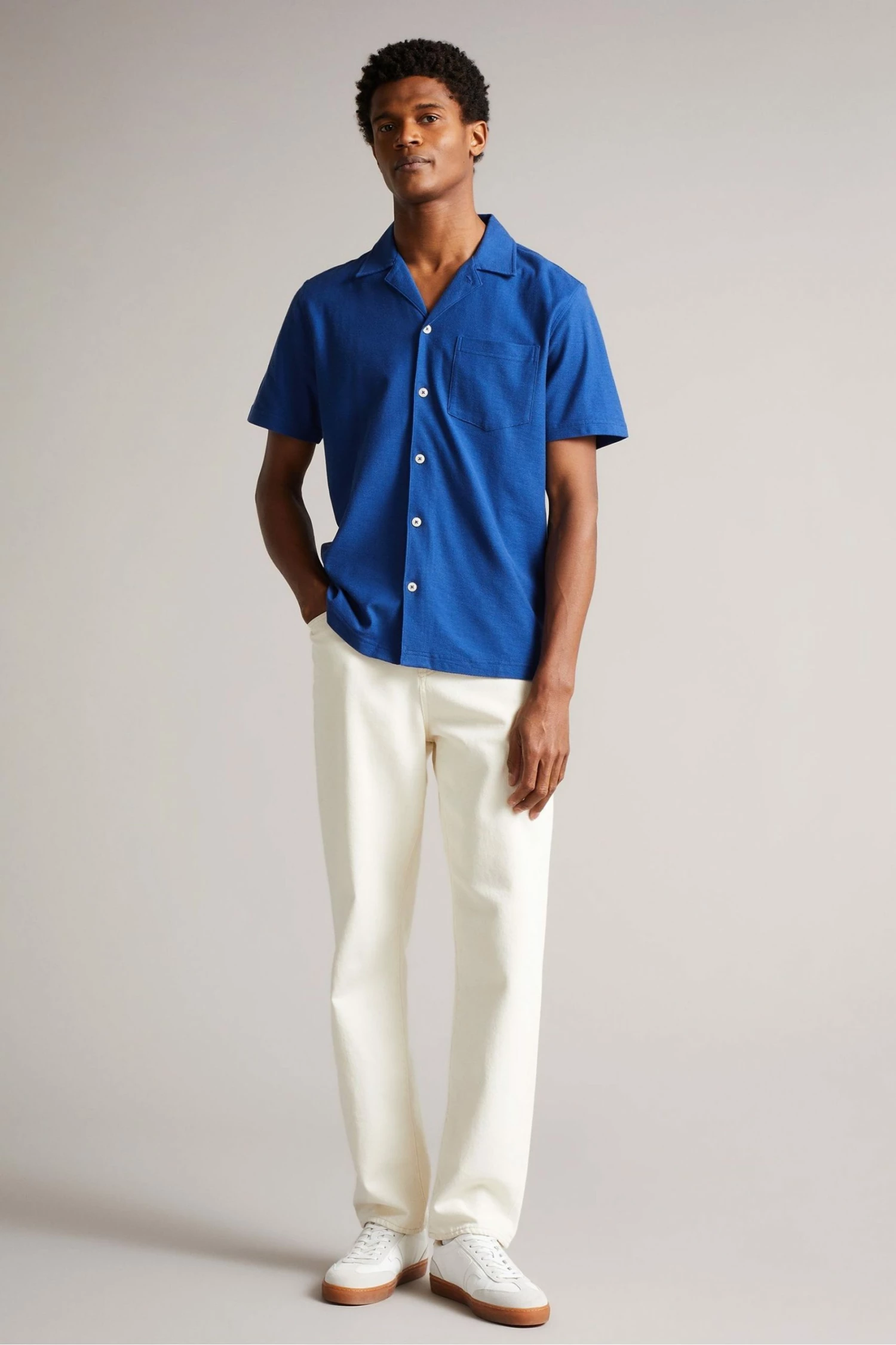 Ted Baker Chatley Blue Short Sleeve Jersey Pique Shirt 5 Ted Baker Chatley Blue Short Sleeve Jersey Pique Shirt - Image 3
