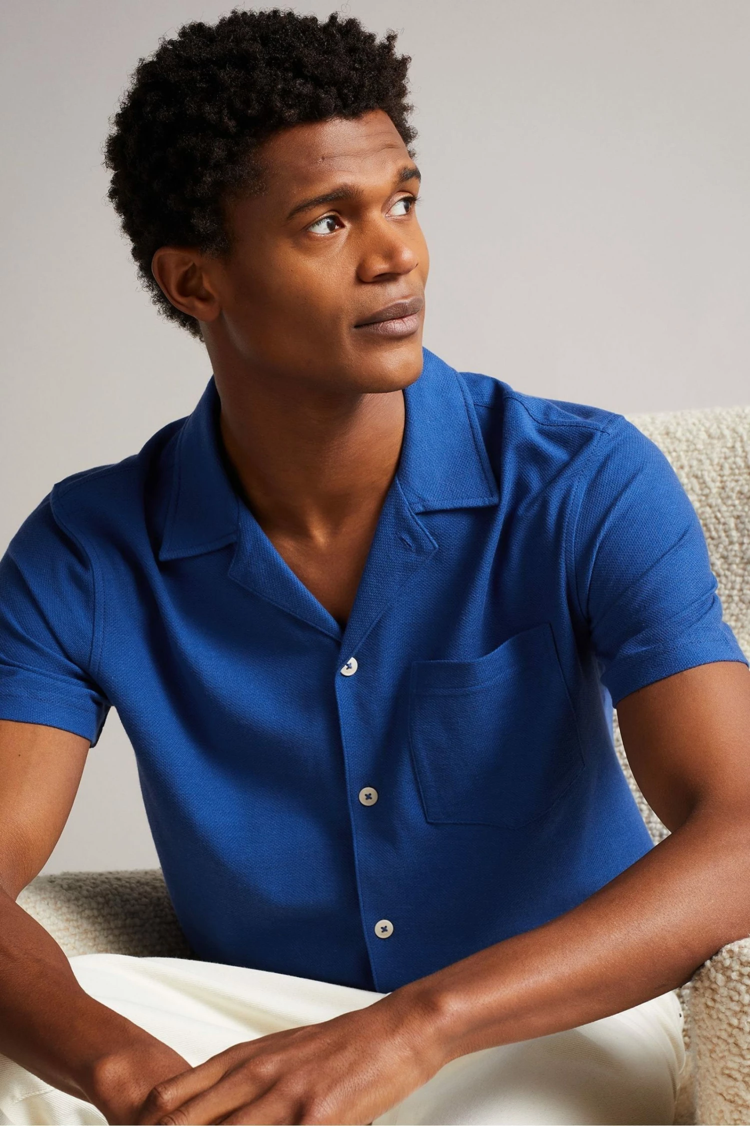 Ted Baker Chatley Blue Short Sleeve Jersey Pique Shirt 6 Ted Baker Chatley Blue Short Sleeve Jersey Pique Shirt - Image 4