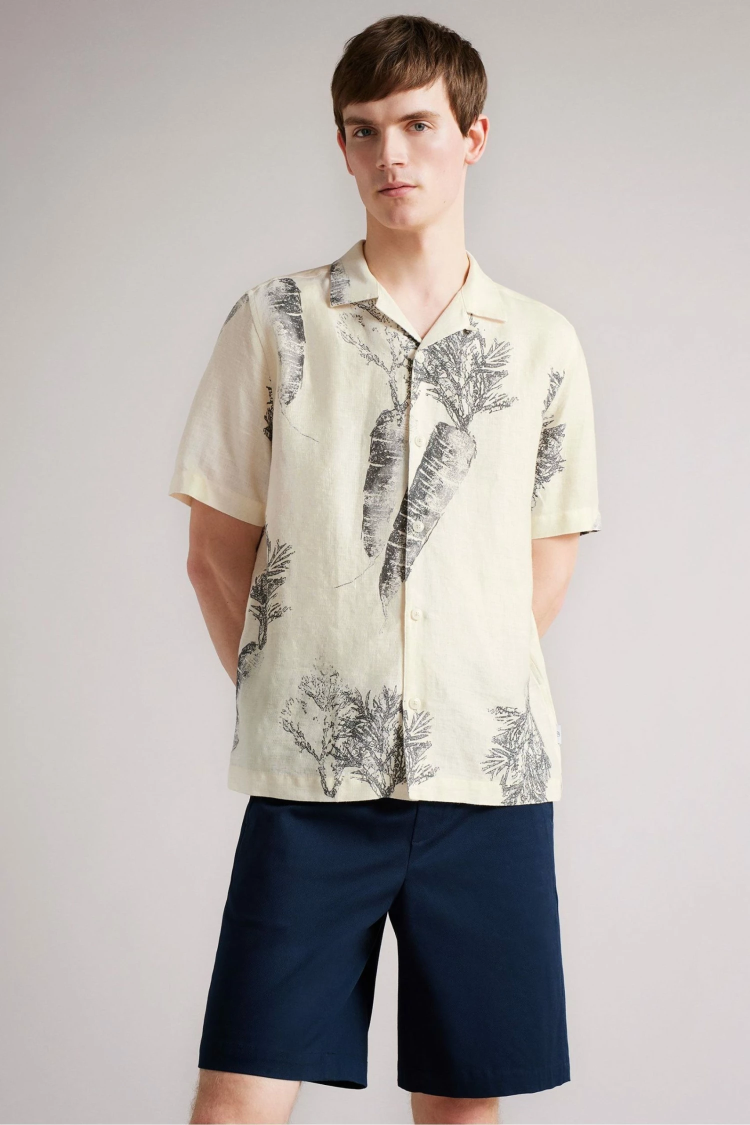 Ted Baker Lenon White Short Sleeve Carrot Print Shirt 3 Ted Baker Lenon White Short Sleeve Carrot Print Shirt