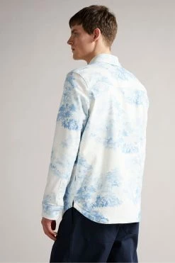 Ted Baker Liburty White Long Sleeve Printed Denim Shirt -TED BAKER Sales Store unnamed file 1849