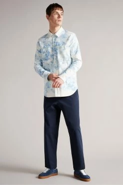 Ted Baker Liburty White Long Sleeve Printed Denim Shirt -TED BAKER Sales Store unnamed file 1850