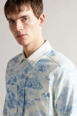 Ted Baker Liburty White Long Sleeve Printed Denim Shirt -TED BAKER Sales Store unnamed file 1851