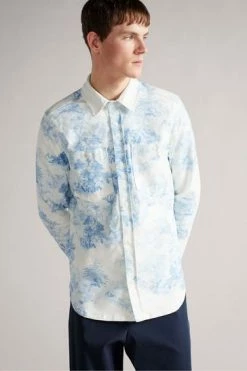 Ted Baker Liburty White Long Sleeve Printed Denim Shirt -TED BAKER Sales Store unnamed file 1853