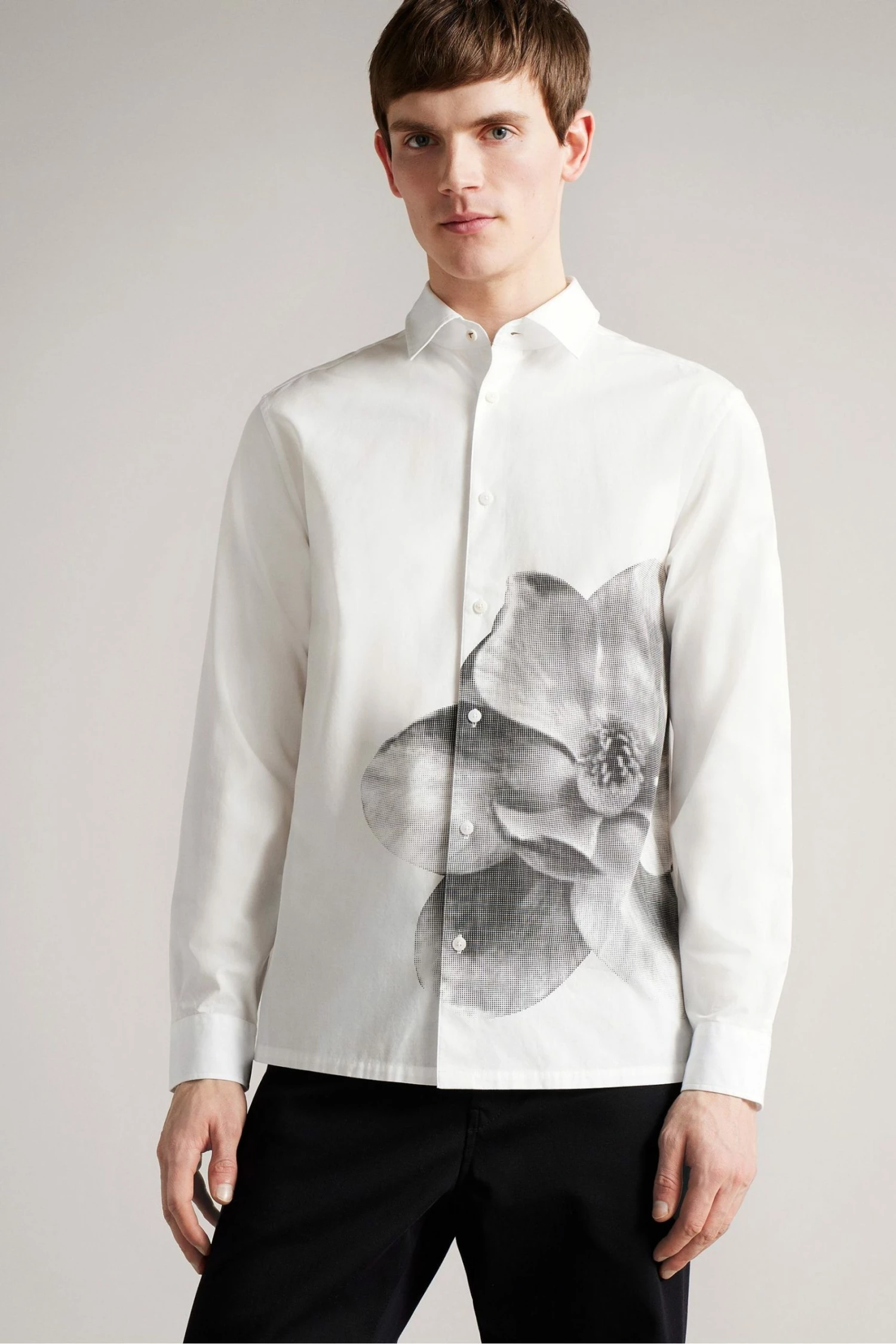 Ted Baker Durlo White Long Sleeved Photographic Floral Printed Shirt 3 Ted Baker Durlo White Long Sleeved Photographic Floral Printed Shirt