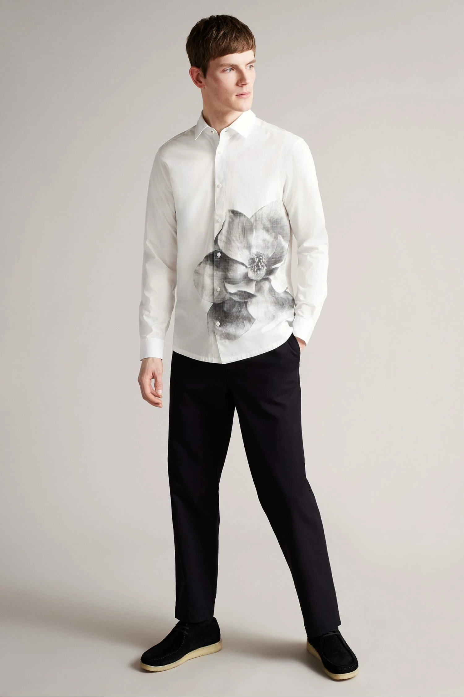 Ted Baker Durlo White Long Sleeved Photographic Floral Printed Shirt 5 Ted Baker Durlo White Long Sleeved Photographic Floral Printed Shirt - Image 3