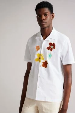 Ted Baker White Walmond Revere Floral Applique Shirt
