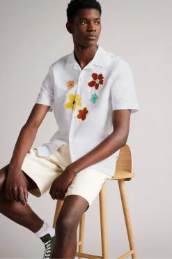 Ted Baker White Walmond Revere Floral Applique Shirt -TED BAKER Sales Store unnamed file 1882