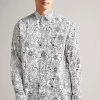 Ted Baker White Upland Long Sleeve All Over Character Print Shirt -TED BAKER Sales Store unnamed file 1886