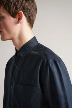 Ted Baker Belvue Blue Long Sleeved Heavy Linen Blend Shirt -TED BAKER Sales Store unnamed file 1895