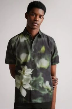 Ted Baker Campbl Black Short Sleeve Photographic Floral Print Shirt -TED BAKER Sales Store unnamed file 1909