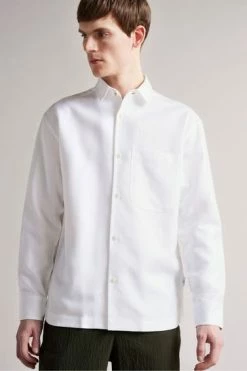 Ted Baker Belvue White Ls Heavy Linen Blend Shirt -TED BAKER Sales Store unnamed file 1915