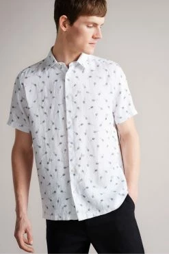 Best Seller 21 Ted Baker Charon White Short Sleeve Carrot Print Shirt