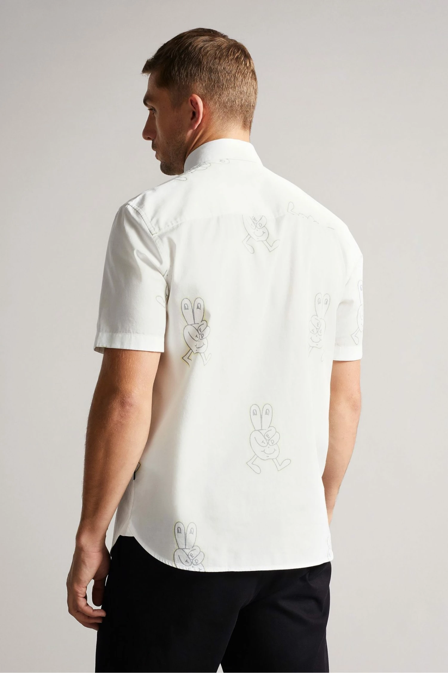 Ted Baker Ardenn White Short Sleeve Reverse Printed Character Shirt 4 Ted Baker Ardenn White Short Sleeve Reverse Printed Character Shirt - Image 2