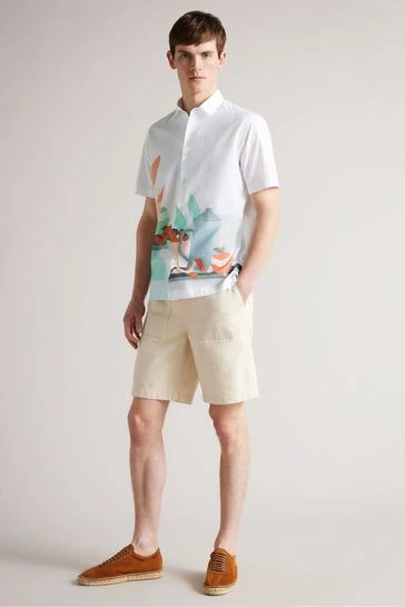 Ted Baker Eilian White Short Sleeve Placement Print Shirt 8 Ted Baker Eilian White Short Sleeve Placement Print Shirt - Image 6