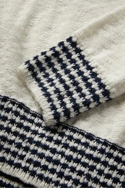 Ted Baker Cream Burlee Long Sleeve Open Striped Collar Crew Shirt -TED BAKER Sales Store unnamed file 1944