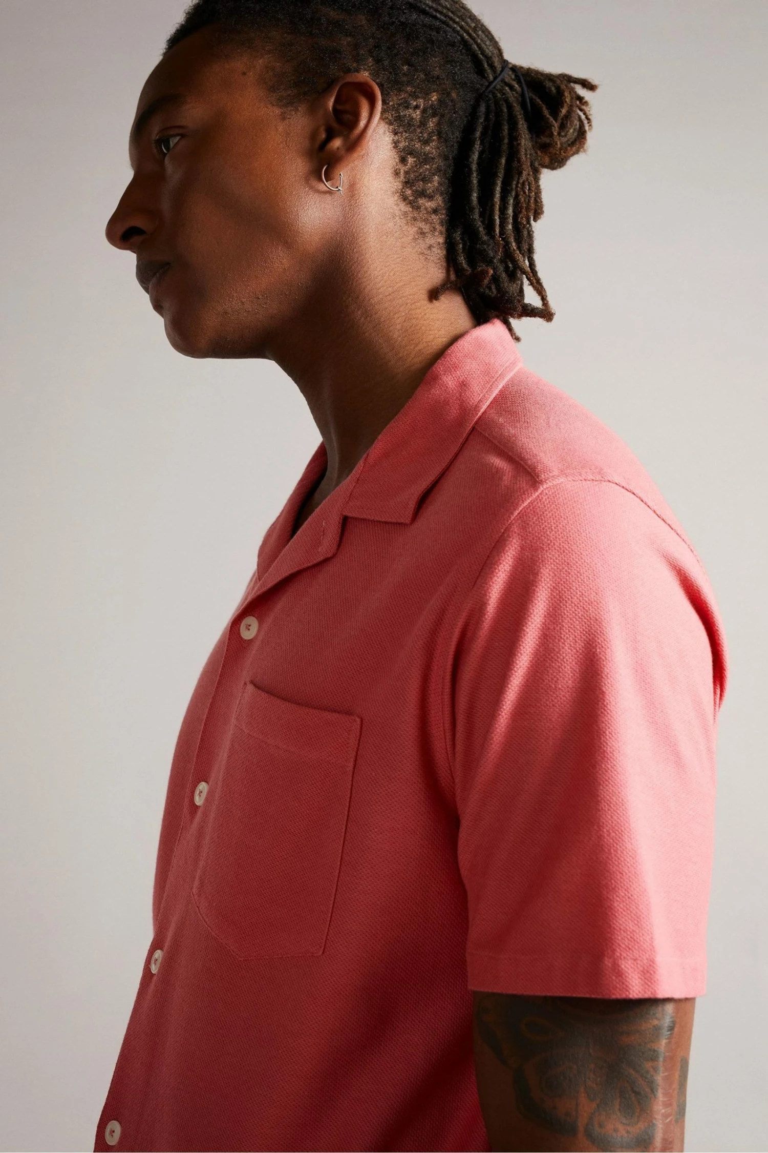 Ted Baker Chatley Pink Ss Jersey Piqué Shirt 6 Ted Baker Chatley Pink Ss Jersey Piqué Shirt - Image 4