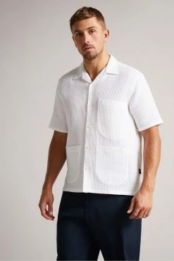 Ted Baker Hargate White Short Sleeve Heavy Texture Shirt