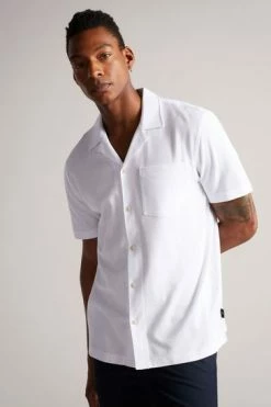 Ted Baker Chatley White Short Sleeve Jersey Pique Shirt -TED BAKER Sales Store unnamed file 1961