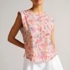 Ted Baker Kashaa Pink Shoulder Pad Linen T-Shirt -TED BAKER Sales Store unnamed file 1984