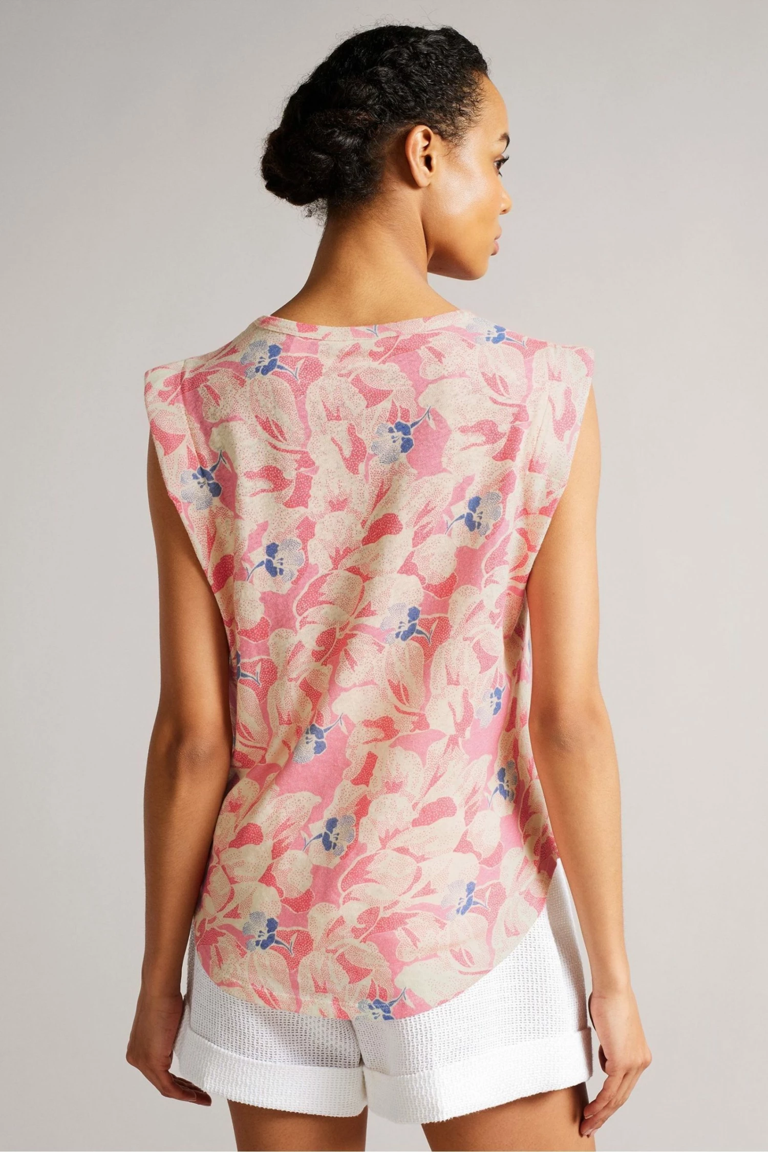 Ted Baker Kashaa Pink Shoulder Pad Linen T-Shirt 4 Ted Baker Kashaa Pink Shoulder Pad Linen T-Shirt - Image 2