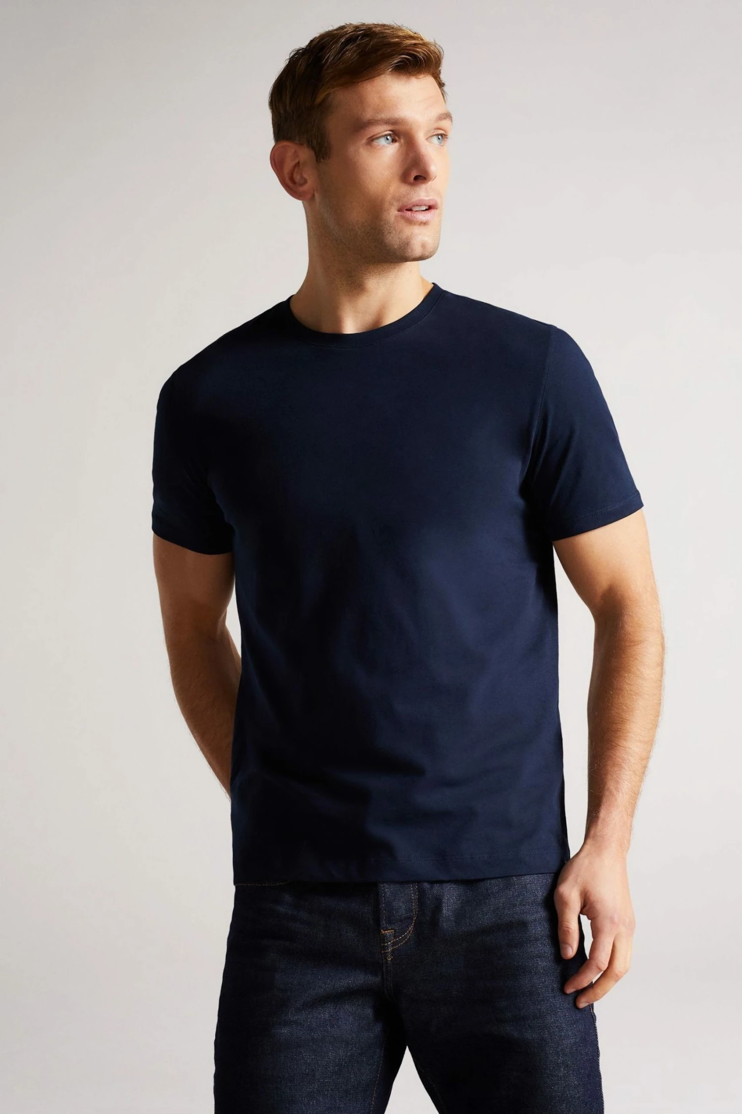 Ted Baker Hawking Navy Blue Plain T-Shirt 3 Ted Baker Hawking Navy Blue Plain T-Shirt