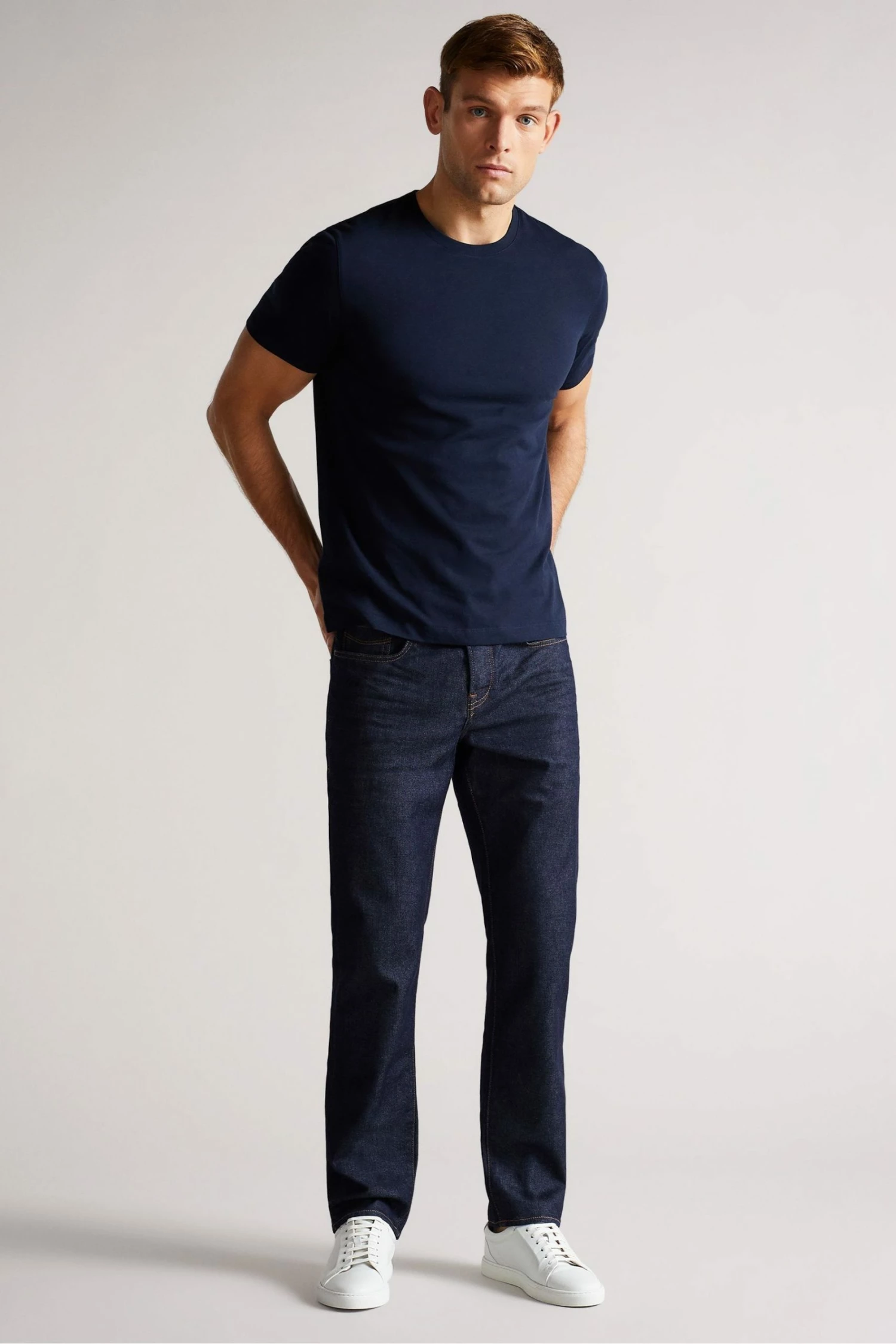 Ted Baker Hawking Navy Blue Plain T-Shirt 6 Ted Baker Hawking Navy Blue Plain T-Shirt - Image 4