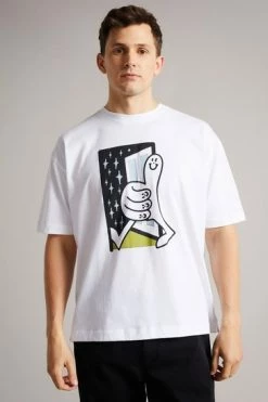 Ted Baker White Cullin Short Sleeve Relaxed Fit Graphic T-Shirt -TED BAKER Sales Store unnamed file 2051