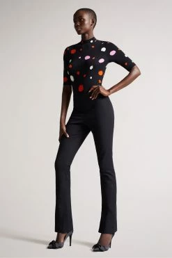 Ted Baker Lilyz Black High Neck Fitted T-Shirt -TED BAKER Sales Store unnamed file 2059