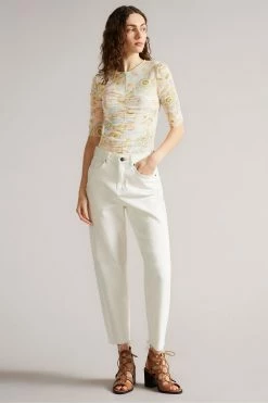 Ted Baker Alllaba Yellow Rouched Mesh T-Shirt -TED BAKER Sales Store unnamed file 2070