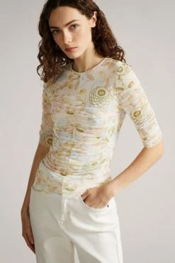 Ted Baker Alllaba Yellow Rouched Mesh T-Shirt -TED BAKER Sales Store unnamed file 2071