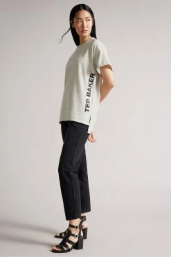 Ted Baker Dk-Grey Aacalia Split Hem Branded T-Shirt -TED BAKER Sales Store unnamed file 2073