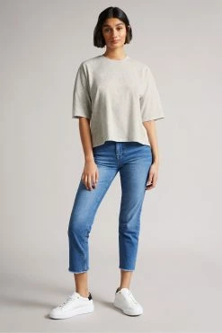 Ted Baker Mid-Grey Avann Cotton Boxy T-Shirt -TED BAKER Sales Store unnamed file 2078